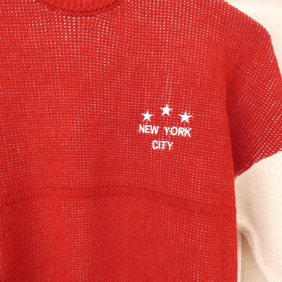 Spirit Jersey Sweater Unisex Adult M Oversized New York Red Knit Heavy Weight - Picture 3 of 12